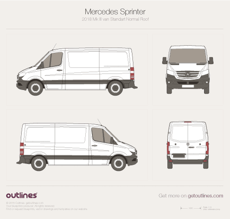 2018 Mercedes-Benz Sprinter Mk III Van blueprints and drawings