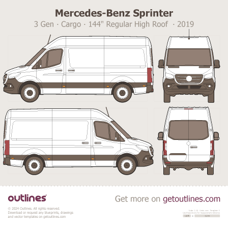 2019 Mercedes-Benz Sprinter 3 Gen ∙ Cargo Van blueprints and drawings