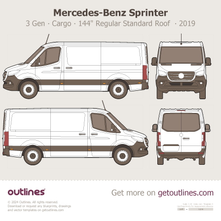 2019 Mercedes-Benz Sprinter 3 Gen ∙ Cargo Van blueprints and drawings