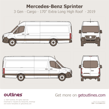 2019 Mercedes-Benz Sprinter 3 Gen ∙ Cargo Van blueprints and drawings