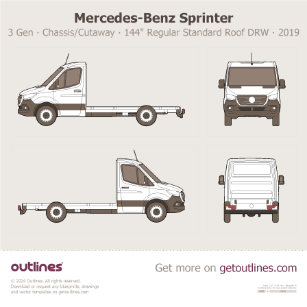 2019 Mercedes-Benz Sprinter 3 Gen ∙ Chassis/Cutaway Van blueprints and drawings