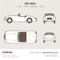1955 MG MGA 1500 Top View Roadster blueprint
