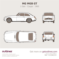 1965 MG MGB GT Top View Coupe blueprint
