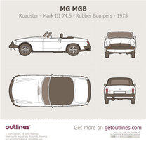 1975 MG MGB Roadster ∙ Mark III 74.5 ∙ Rubber Bumpers ∙ White ∙ Top View Roadster blueprint