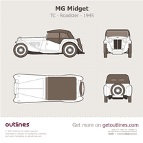1945 MG Midget TC ∙ T-type Series Top View Roadster blueprint