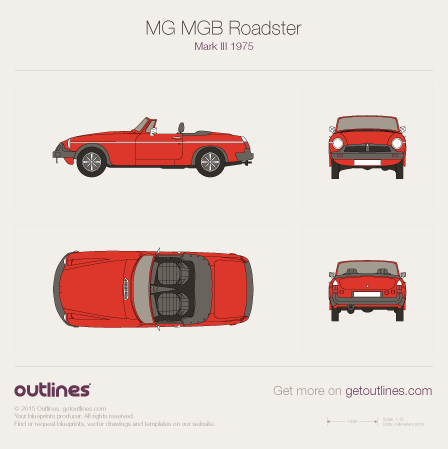 1975 MG MGB Roadster Mark III Roadster blueprints and drawings