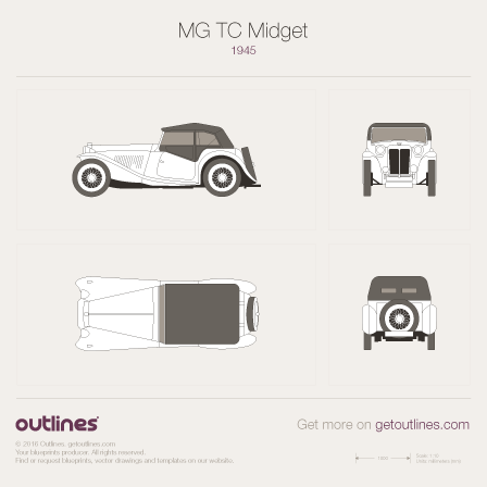 1945 MG TC Midget T-type Series + JPEG Roadster blueprint