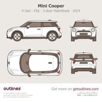 2024 Mini Cooper 4 Gen 3-door ∙ Top View Hatchback blueprint