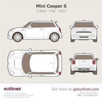 2013 Mini Cooper S 3 Gen ∙ F56 3-door ∙ Top View Hatchback blueprint