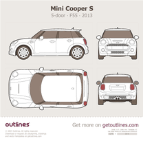 2013 Mini Cooper S 3 Gen ∙ F56 5-door ∙ Top View Hatchback blueprint