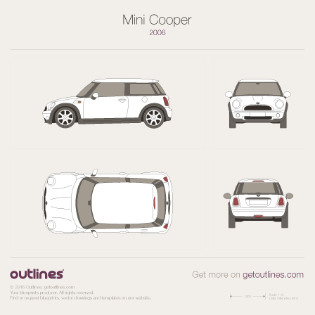 Mini Cooper R56 Widebody vector drawing