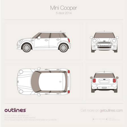 2014 Mini Cooper III F56 5-door Hatchback blueprint