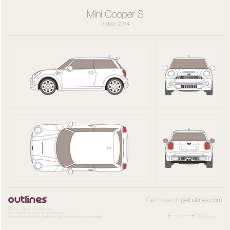 2014 Mini Cooper S car blueprint