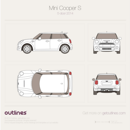 2014 Mini Cooper S III F56 Hatchback blueprints and drawings