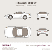 1994 Mitsubishi 3000GT VR-4 Z15A Top View Coupe blueprint