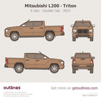 2023 Mitsubishi L200 6 Gen Double Cab Gold Pickup Truck blueprint