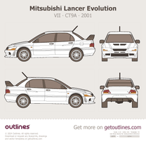 2001 Mitsubishi Lancer Evolution VII ∙ CT9A Sedan blueprint