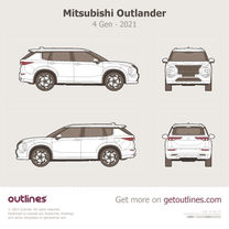 2021 Mitsubishi Outlander 4 Gen SUV blueprint