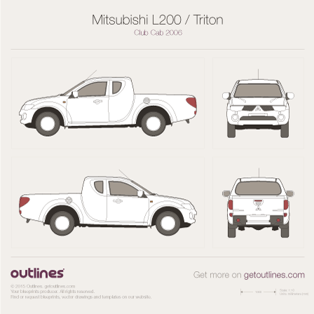 2005 Mitsubishi Hunter Club Cab Pickup Truck blueprints and drawings