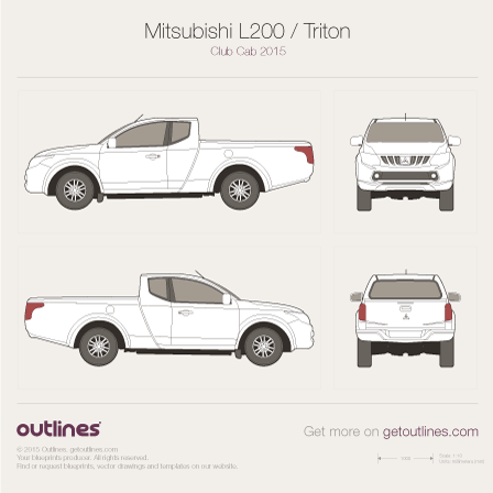2015 Mitsubishi Strada Club Cab Pickup Truck blueprints and drawings
