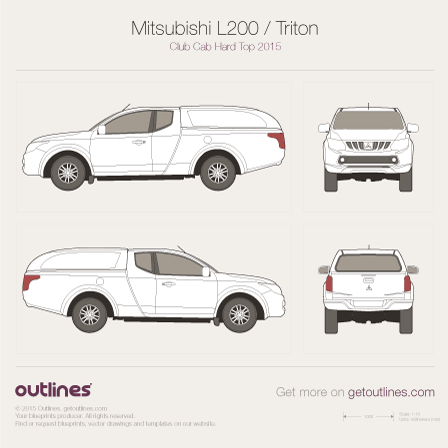 2015 Mitsubishi Triton Club Cab Hard Top Pickup Truck blueprints and drawings