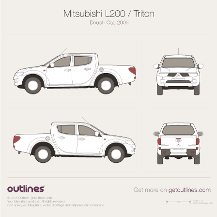 2005 Mitsubishi Strada Double Cab Pickup Truck blueprints and drawings