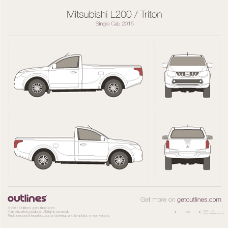 2015 Mitsubishi L200 Single Cab Pickup Truck blueprints and drawings