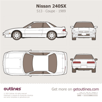 1989 Nissan 240SX S13 Top View Coupe blueprint