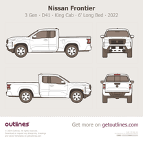 2022 Nissan Frontier 3 Gen ∙ D41 King Cab ∙ 6' Long Bed ∙ Extended Cab ∙ KingCab Pickup Truck blueprint