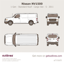 2011 Nissan NV1500 Cargo Van ∙ Standard Roof ∙ S ∙ Top View Van blueprint