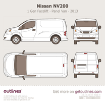 2013 Nissan NV200 1 Gen Facelift Panel Van ∙ Top View Van blueprint