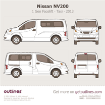 2013 Nissan NV200 1 Gen Facelift Taxi Van blueprint