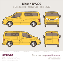 2013 Nissan NV200 1 Gen Facelift Yellow Cab ∙ Taxi ∙ NYC ∙ Taxi of Tomorrow Wagon blueprint