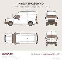 2011 Nissan NV2500 HD Cargo Van ∙ High Roof ∙ S ∙ Top View Van blueprint