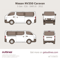 2012 Nissan NV350 Caravan E26 Passenger ∙ SWB ∙ Low Roof Wagon blueprint