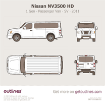 2011 Nissan NV3500 HD Passenger Van ∙ SV ∙ Top View Van blueprint