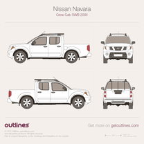 2005 Nissan Navara Crew Cab SWB Pickup Truck blueprint