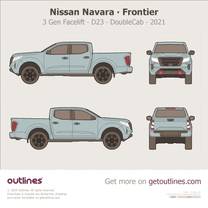 2021 Nissan Navara 3 Gen Facelift D23 DoubleCab Color Pickup Truck blueprint