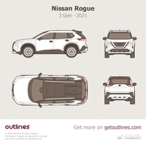2021 Nissan Rogue 3 Gen Top View SUV blueprint