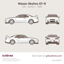 1999 Nissan Skyline GT-R R34 Series 1 (Series I) Coupe blueprint