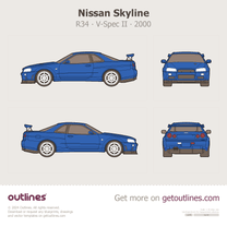 2000 Nissan Skyline GT-R R34 V-Spec II (V-Spec 2) Coupe blueprint