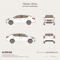 2015 Nissan Versa Mk II Facelift Sedan blueprint
