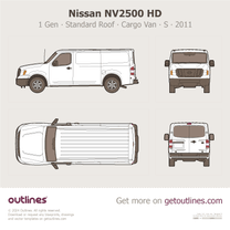 2011 Nissan NV2500 HD Cargo Van ∙ Standard Roof ∙ S ∙ Top View Van blueprint