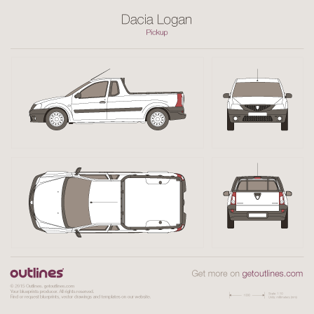 2008 Nissan NP200 (+ bin + top view) Pickup Truck blueprint