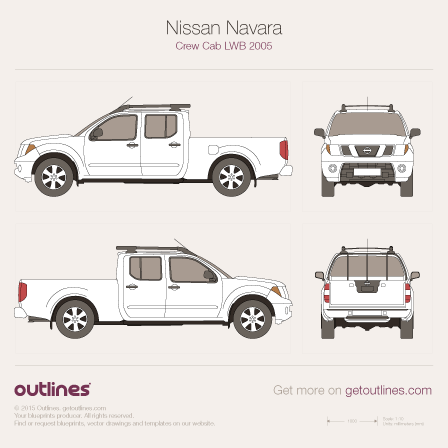 2005 Nissan Navara Crew Cab Pickup Truck blueprints and drawings