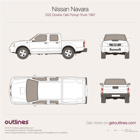 1997 Nissan Navara D22 Pickup Truck blueprints and drawings