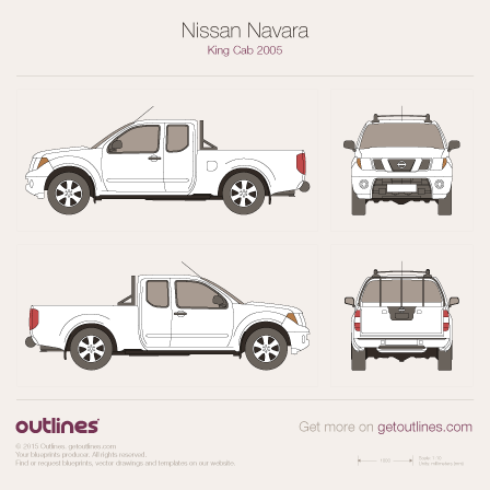 2005 Nissan Navara King Cab Pickup Truck blueprints and drawings