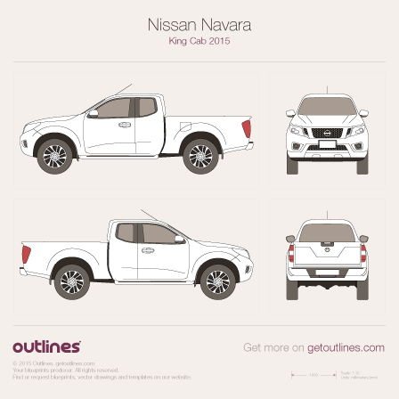 2015 Nissan Navara King Cab Pickup Truck blueprints and drawings