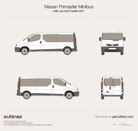 2007 Nissan Primastar Minibus Bus blueprints and drawings