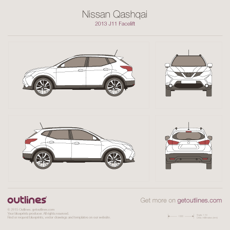 2017 Nissan Qashqai J11 Facelift SUV blueprint